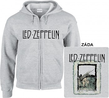 Led Zeppelin - mikina s kapucí a zipem šedá