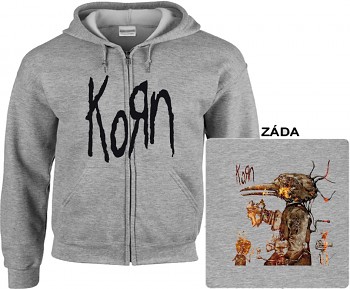 Korn - mikina s kapucí a zipem šedá